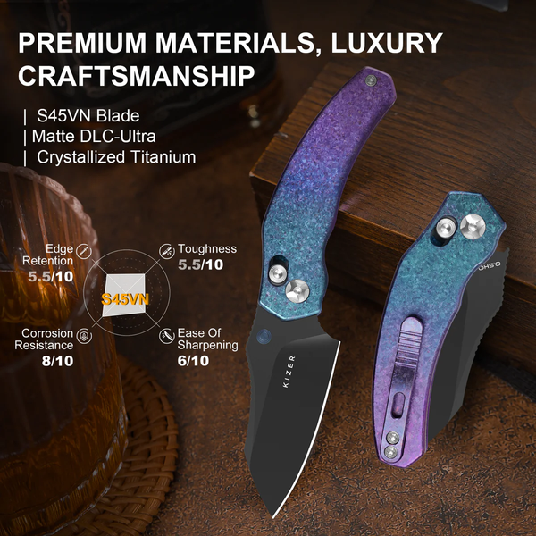 Mini Bulldog | S45VN | Titanium & Crystallized Titanium